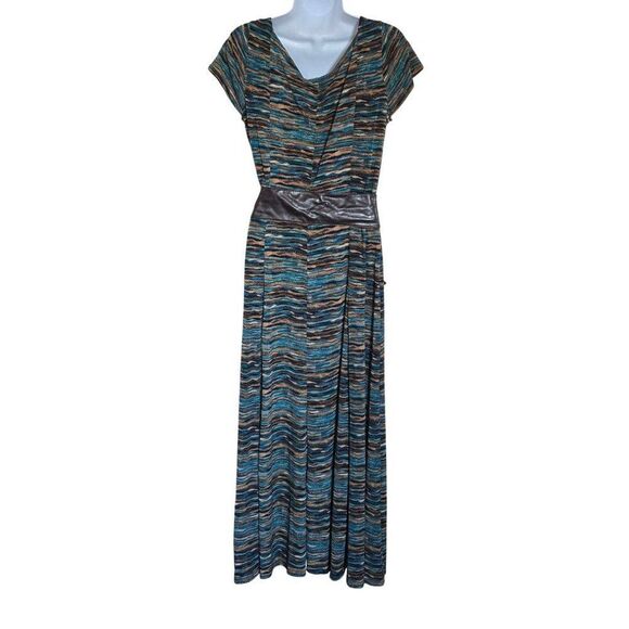 Multicolor Zebra Stripe Belted Dress boho jungle core Academia mob wife western - Picture 5 of 7